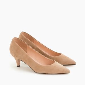 J. Crew Dulci V-cut Kitten Suede Tan Heels Size 12